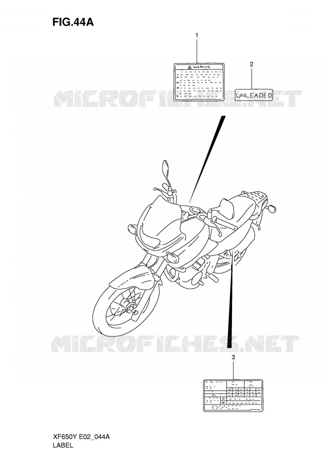 ETIQUETTE (MODELE K1) Suzuki MOTO 650 FREEWIND 1997  XF650V(E2)