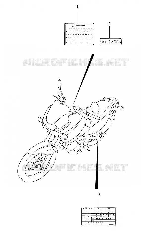ETIQUETTE (MODELE V/W/X/Y) Suzuki MOTO 650 FREEWIND 2000  XF650Y(E2)