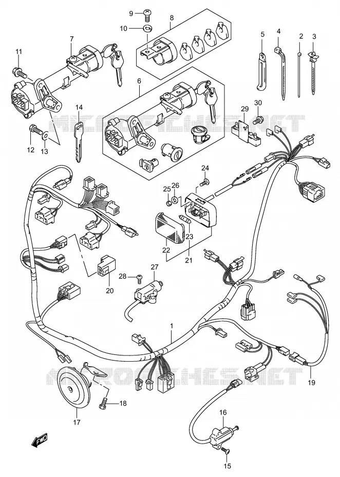 FAISCEAU ELECTRIQUE (MODELE K2/K3) Suzuki SCOOTER 150 BURGMAN 2002  UH150K2(P19)