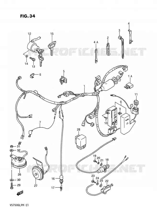 FAISCEAU ELECTRIQUE Suzuki MOTO 750 INTRUDER 1991  VS750GLFM(E1)