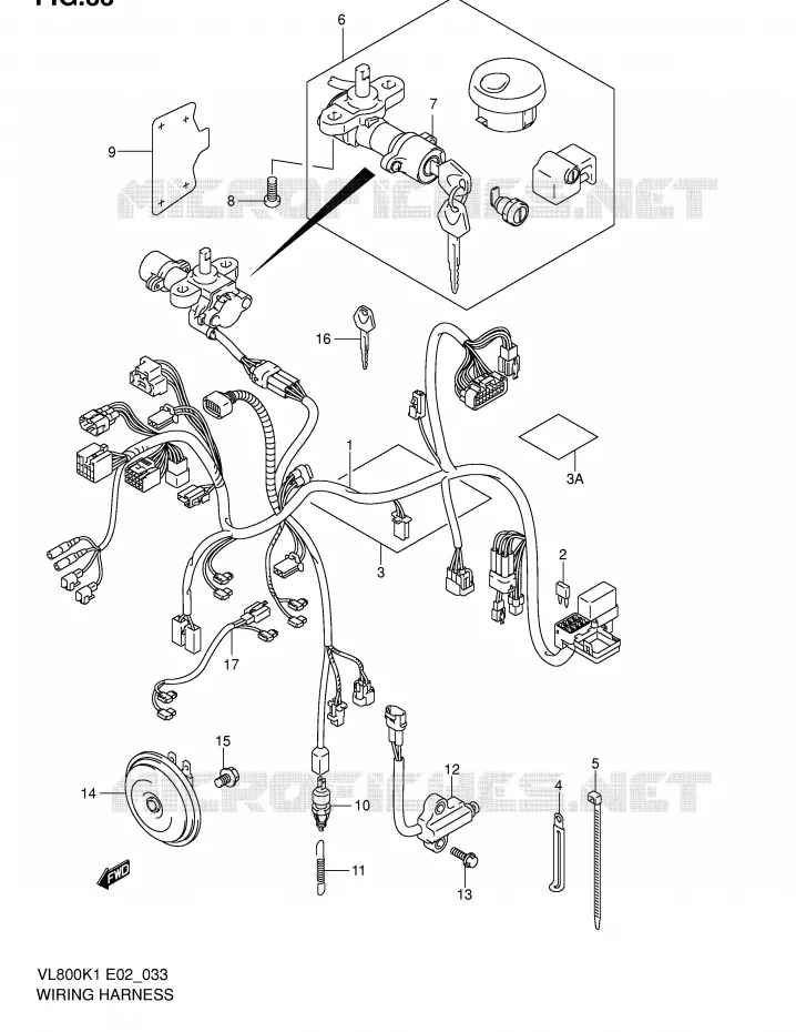 FAISCEAU ELECTRIQUE (VL800K1/K2) Suzuki MOTO 800 VOLUSIA 2004  VL800ZK4(E2)