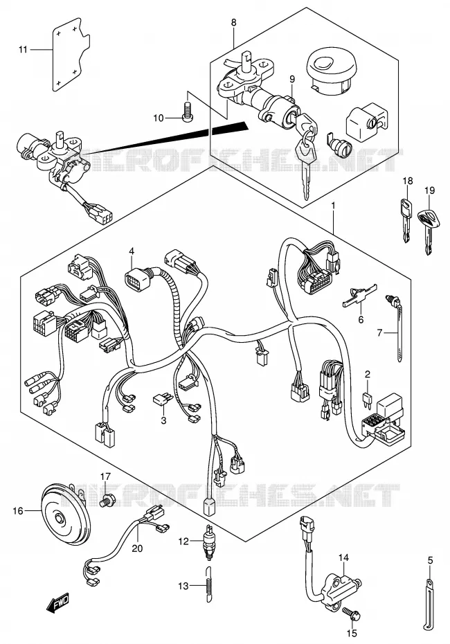 FAISCEAU ELECTRIQUE (VL800K4/ZK4) Suzuki MOTO 800 VOLUSIA 2003  VL800K3(E2)