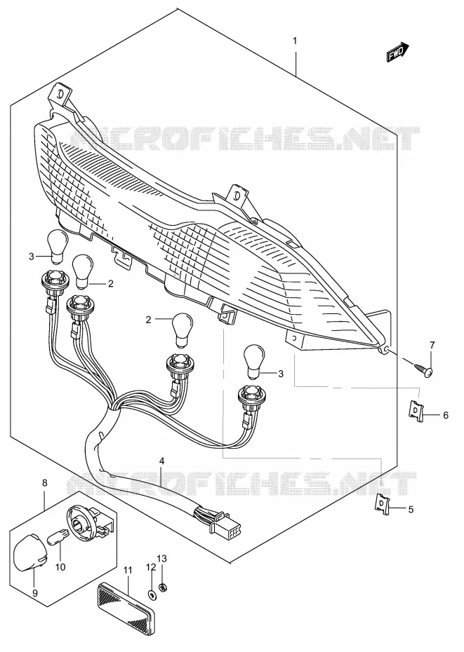 FEU ARRIERE (MODELE K2/K3) Suzuki SCOOTER 150 BURGMAN 2005  UH150K5(P19)