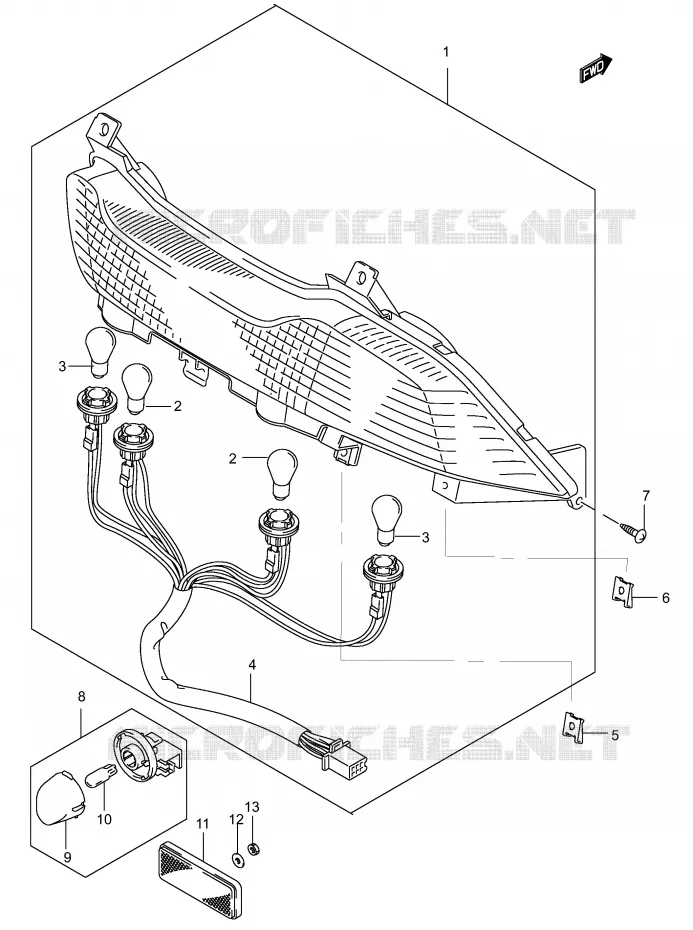 FEU ARRIERE (MODELE K4/K5) Suzuki SCOOTER 150 BURGMAN 2003  UH150K3(P19)