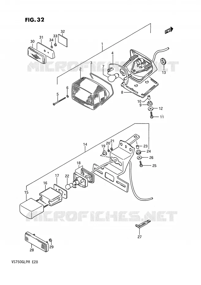 FEU ARRIERE Suzuki MOTO 750 INTRUDER 1991  VS750GLPM(E28)