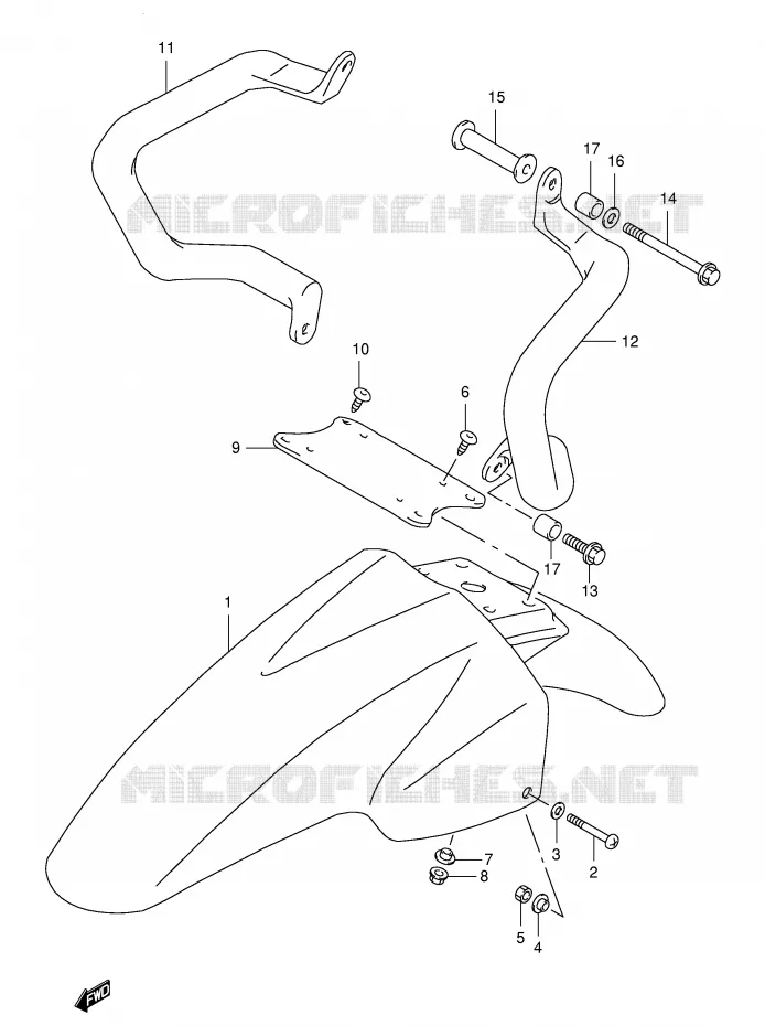 GARDE BOUE AVANT (MODELE V) Suzuki MOTO 650 FREEWIND 1998  XF650W(E2)