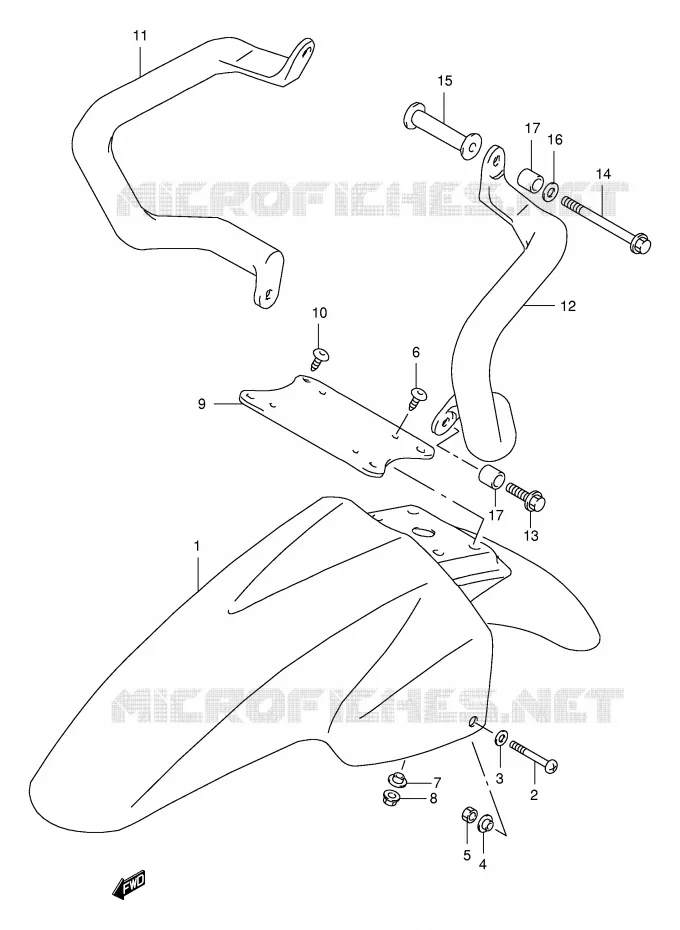GARDE BOUE AVANT (MODELE X) Suzuki MOTO 650 FREEWIND 1997  XF650V(E2)