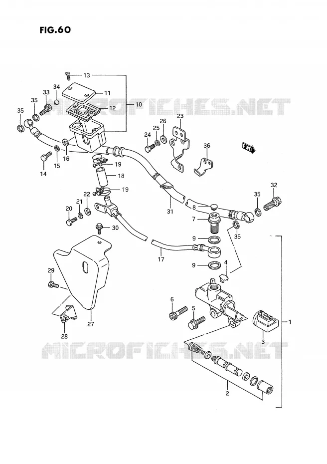 MAITRE CYLINDRE ARRIERE (MODELE H/J/K/L/M/N/P/R) Suzuki MOTO 1400 INTRUDER 1987  VS1400GLPH(E2)
