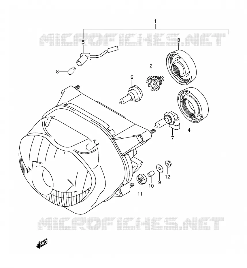 PHARE (MODELE Y/K1 E2,E24) Suzuki MOTO 650 FREEWIND 1998  XF650W(E2)