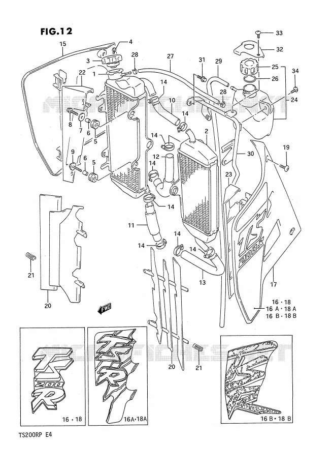 RADIATEUR Suzuki MOTO 200 TS-R 1992  TS200RN(E4)