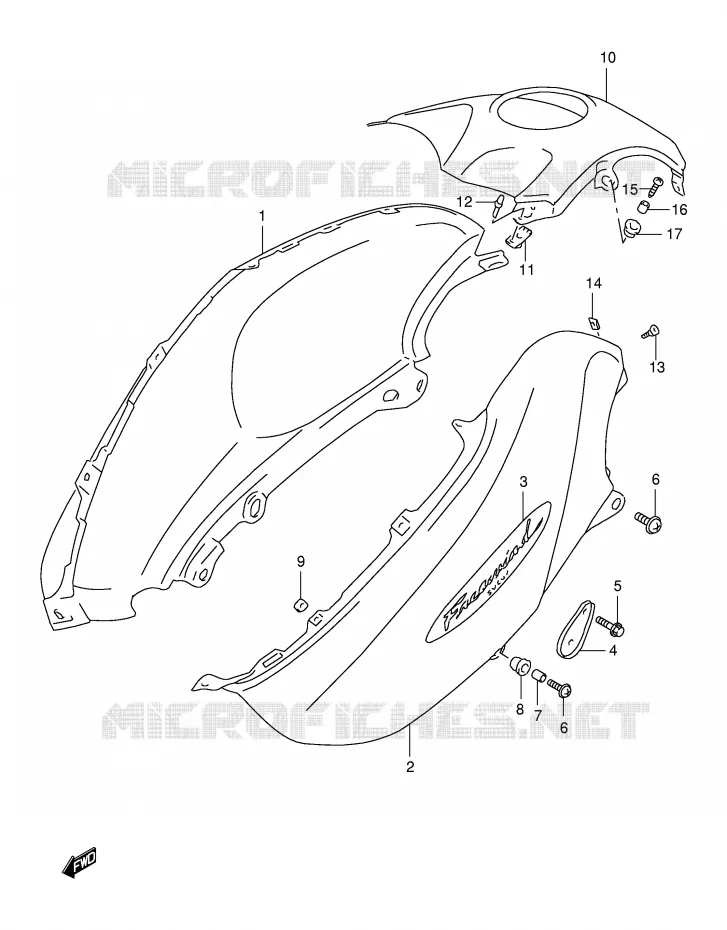 RESERVOIR D'ESSENCE - COUVERCLES (MODELE W) Suzuki MOTO 650 FREEWIND 2000  XF650Y(E2)