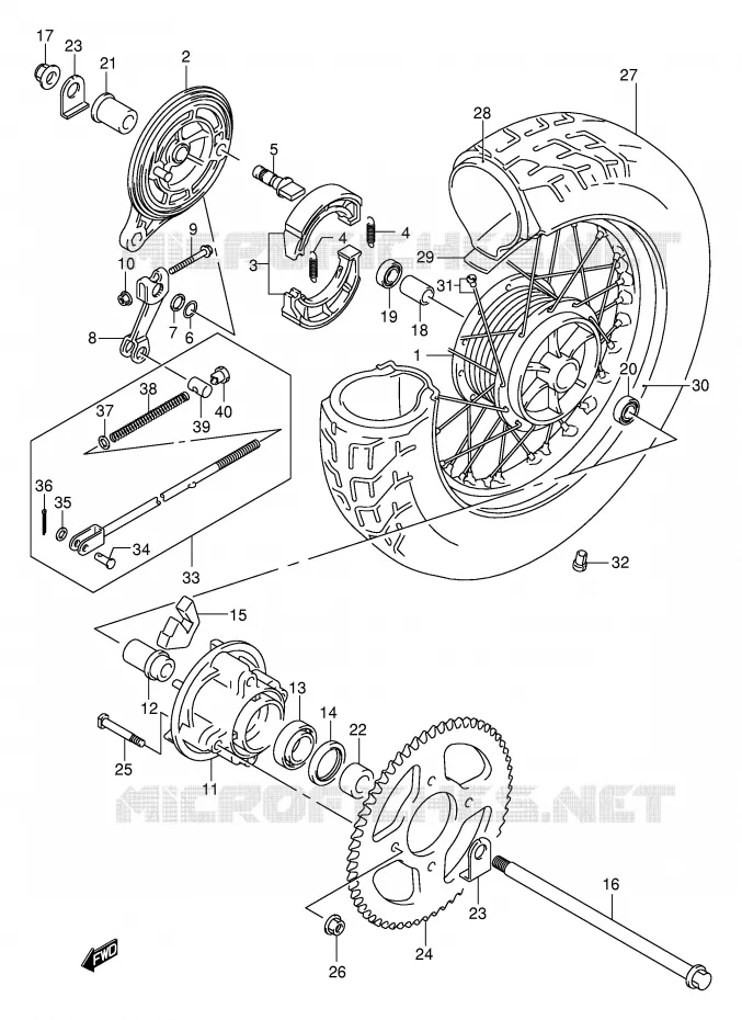 ROUE ARRIERE Suzuki MOTO 125 INTRUDER 2003  VL125UK3(E2)