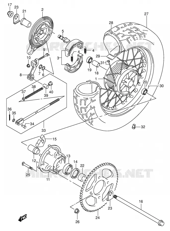 ROUE ARRIERE Suzuki MOTO 125 INTRUDER 2005  VL125K5(E2)