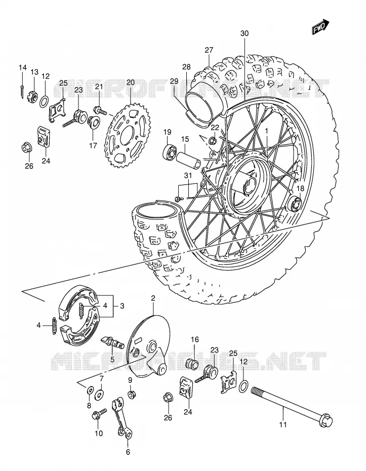 ROUE ARRIERE Suzuki MOTO 125 TS-ER 1994  TS125ERR(E1)