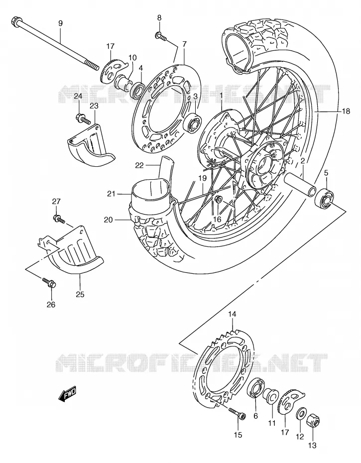 ROUE ARRIERE Suzuki MOTO 125 TS-R 1993  TS125RP(E2)