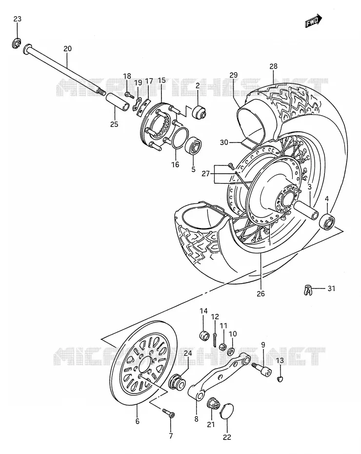 ROUE ARRIERE Suzuki MOTO 1400 INTRUDER 1992  VS1400GLFN(E28)