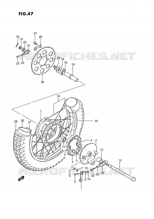 ROUE ARRIERE Suzuki MOTO 185 TS-ER 1982  TS185ERZ(E24)