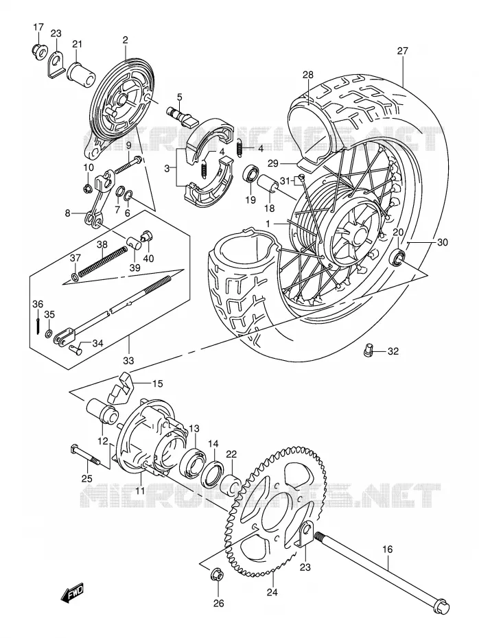 ROUE ARRIERE Suzuki MOTO 250 INTRUDER 2004  VL250K4(E2)