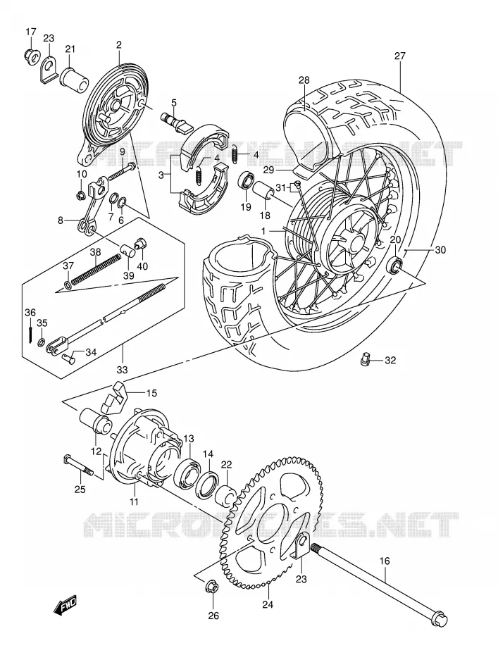 ROUE ARRIERE Suzuki MOTO 250 INTRUDER 2006  VL250K6(E19)