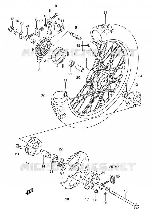 ROUE ARRIERE Suzuki MOTO 50 TS-X 1991  TS50XKM(E1)