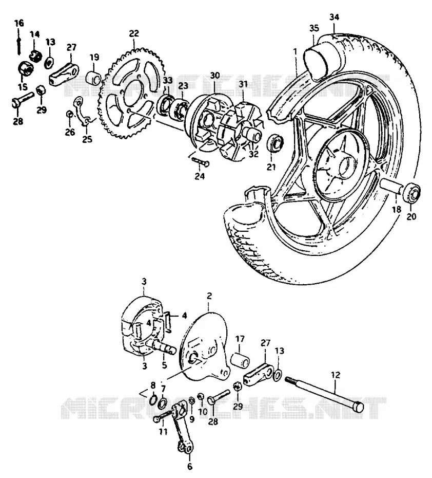 ROUE ARRIERE Suzuki MOTO 50 ZR 1999  ZR50KEX(X)