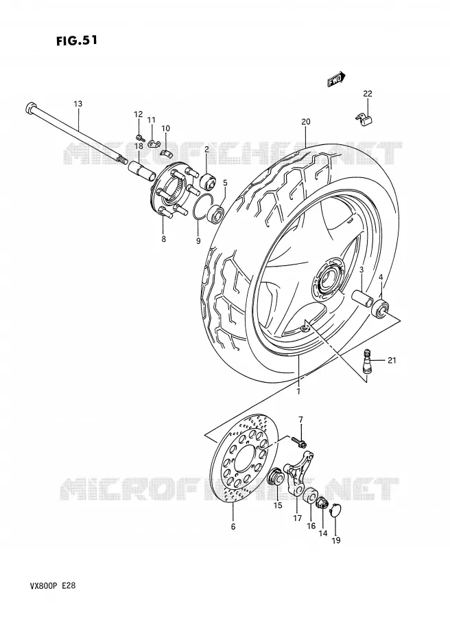 ROUE ARRIERE Suzuki MOTO 800 VX 1990  VX800L(E28)