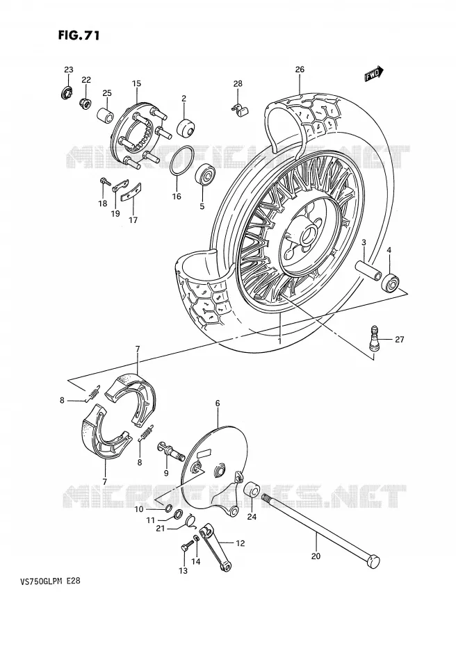 ROUE ARRIERE (VS750GLEFH/GLEPH) Suzuki MOTO 750 INTRUDER 1987  VS750GLPH(E28)