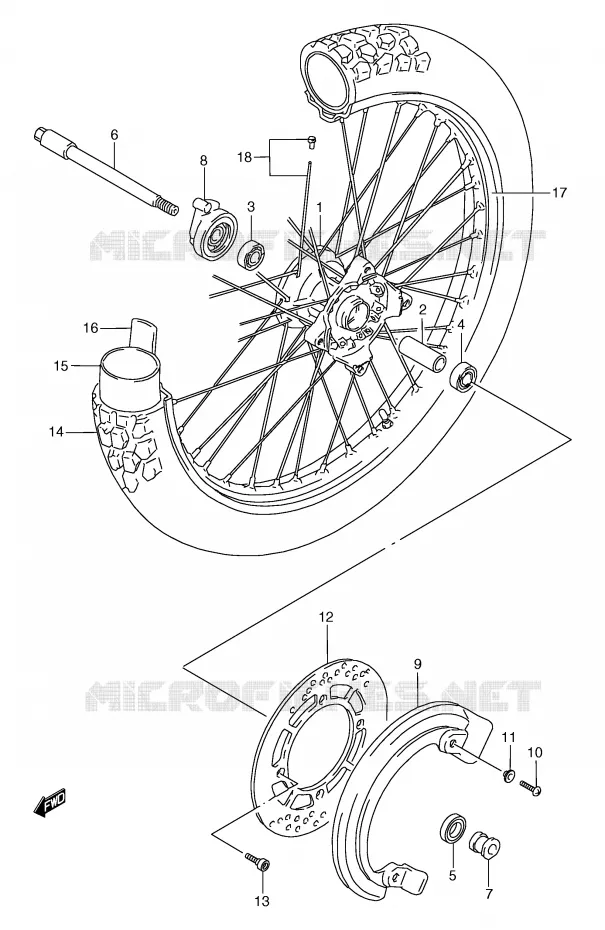 ROUE AVANT  (MODELE L/M/N/P/R) Suzuki MOTO 125 TS-R 1994  TS125RR(E2)