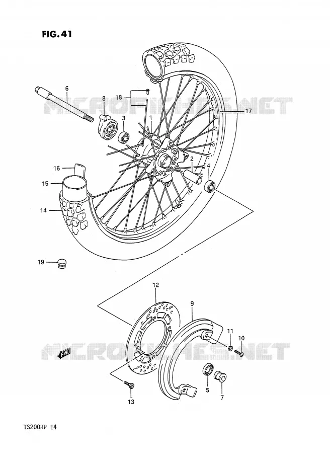 ROUE AVANT (E24) Suzuki MOTO 200 TS-R 1993  TS200RP(E4)