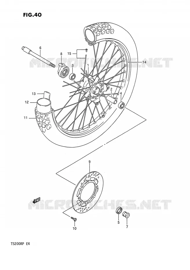 ROUE AVANT (E2,E4) Suzuki MOTO 200 TS-R 1993  TS200RP(E4)