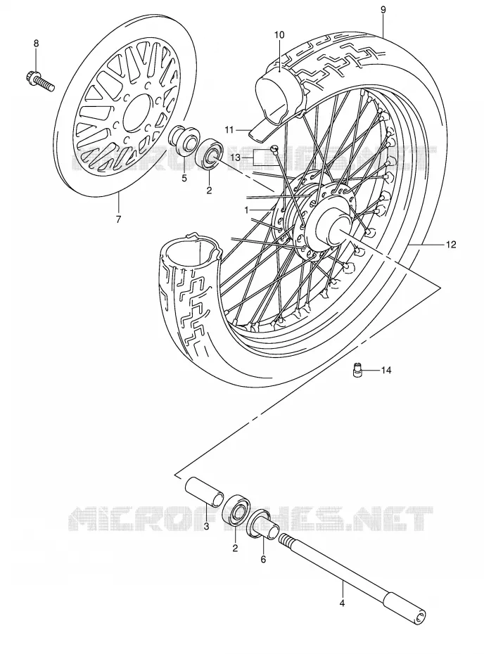 ROUE AVANT (MODELE K2/K3/K4) Suzuki MOTO 125 INTRUDER 2002  VL125K2(E2)