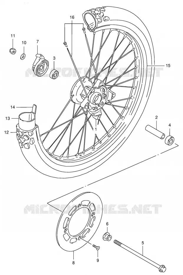 ROUE AVANT (P9) Suzuki MOTO 125 TS-ER 1998  TS125ERCW(E1)