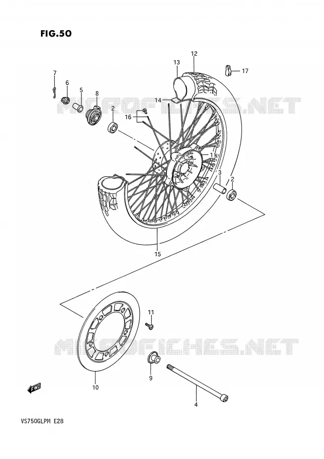 ROUE AVANT (VS750GLF/GLFG/GLPG) Suzuki MOTO 750 INTRUDER 1990  VS750GLPL(E28)
