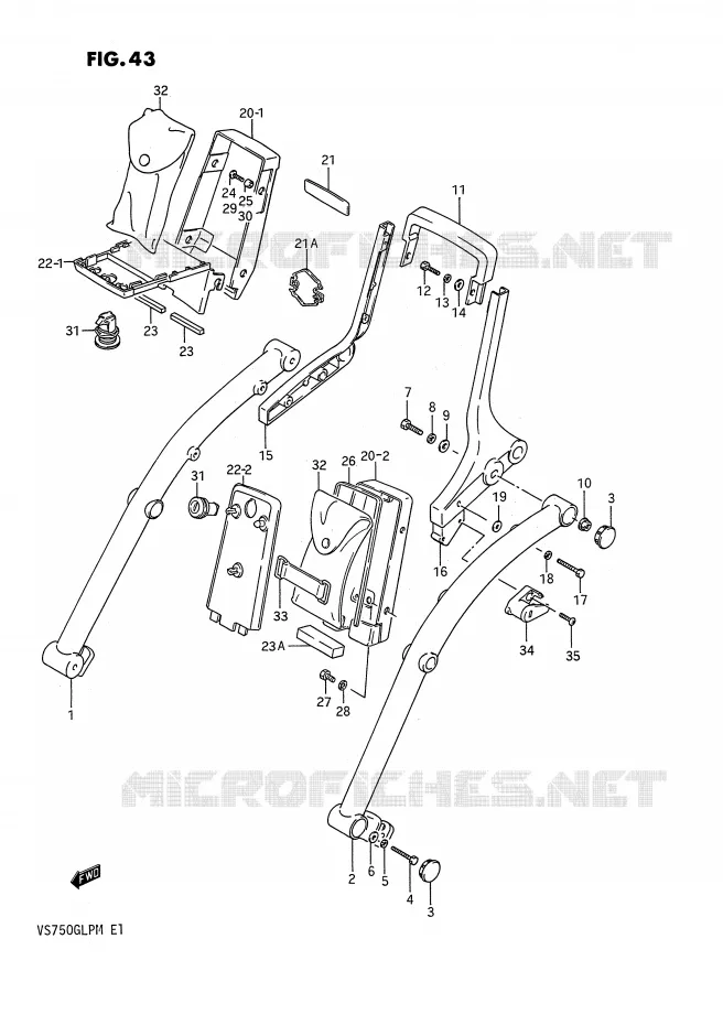 SUPPORT DOSSERET Suzuki MOTO 750 INTRUDER 1990  VS750GLPL(E1)