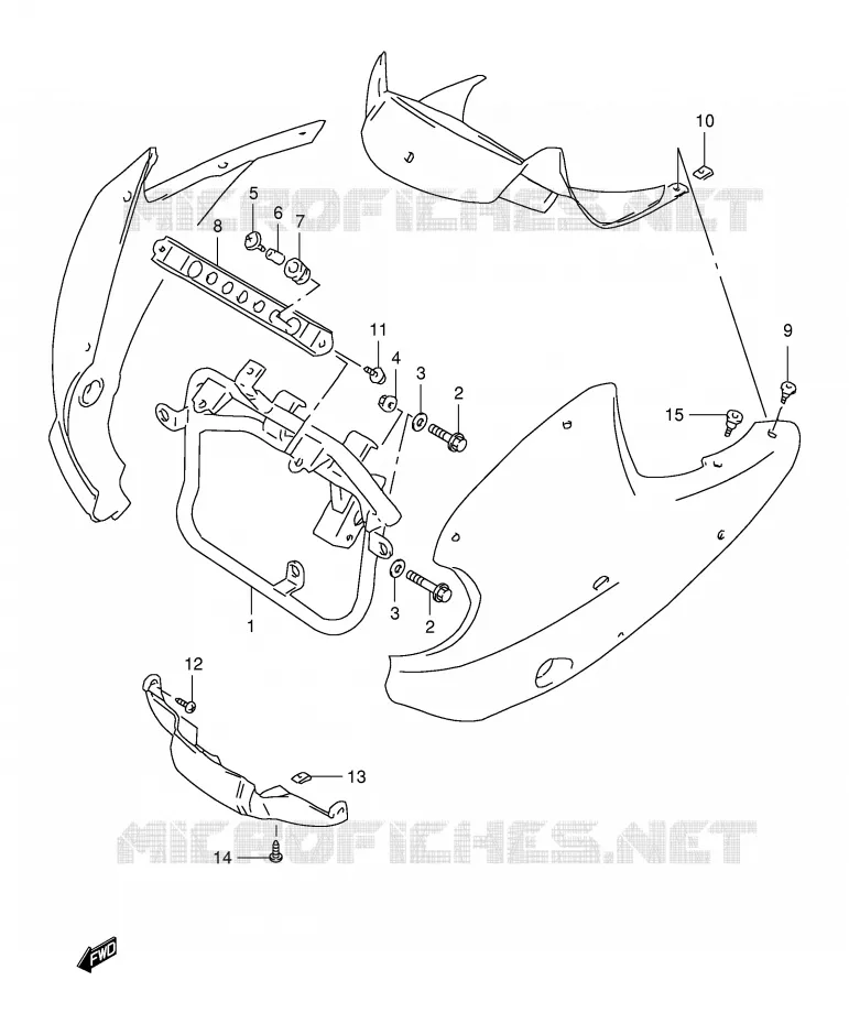 SUPPORTS / FIXATIONS CARENAGES (MODELE V/W/X) Suzuki MOTO 650 FREEWIND 1997  XF650V(E2)
