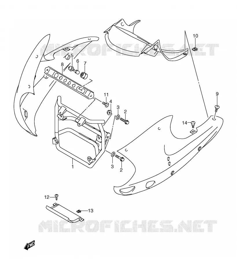 SUPPORTS / FIXATIONS CARENAGES (MODELE Y/K1) Suzuki MOTO 650 FREEWIND 1997  XF650V(E2)