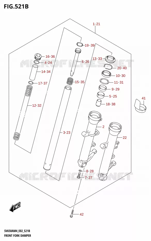 FOURCHE (SV650A:M4:E19) Suzuki MOTO 650 SV 2024  SV650AM4 E19 2024 M4 (E19)