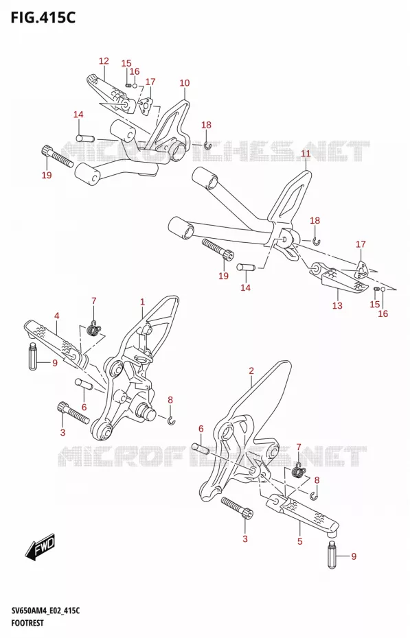 REPOSE PIEDS (SV650AU:M4:E02) Suzuki MOTO 650 SV 2024  SV650AM4 E19 2024 M4 (E19)