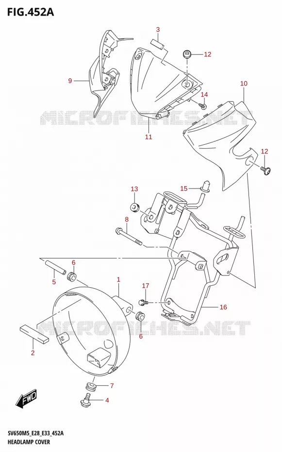 COUVERCLE DE PHARE (SV650A) Suzuki MOTO 650 SV 2025  SV650A 2025 M5 (E28)