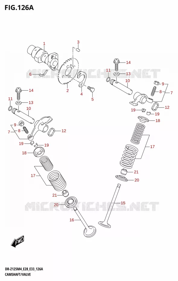 ARBRE A CAMES - SOUPAPES Suzuki MOTO 125 DR-Z 2024  DR-Z125LM4 E28 2024 M4 (E28)