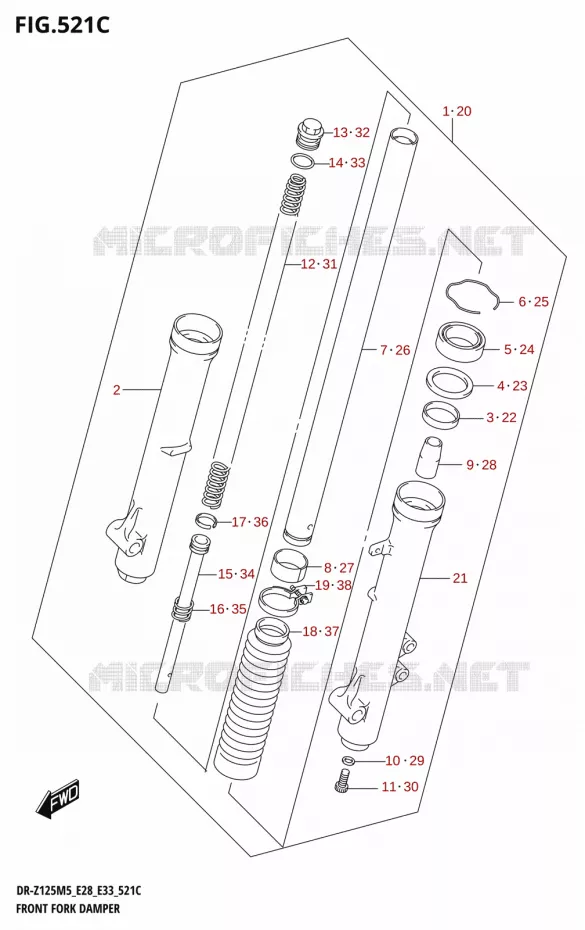 FOURCHE (DR-Z125L:E28) Suzuki MOTO 125 DR-Z 2025  DR-Z125LM5 E28 2025 M5 (E28)