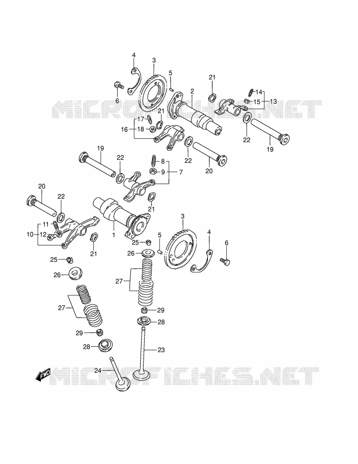 ARBRE A CAMES - SOUPAPES Suzuki MOTO 800 MARAUDER 2004  VZ800K4(E3/E28)