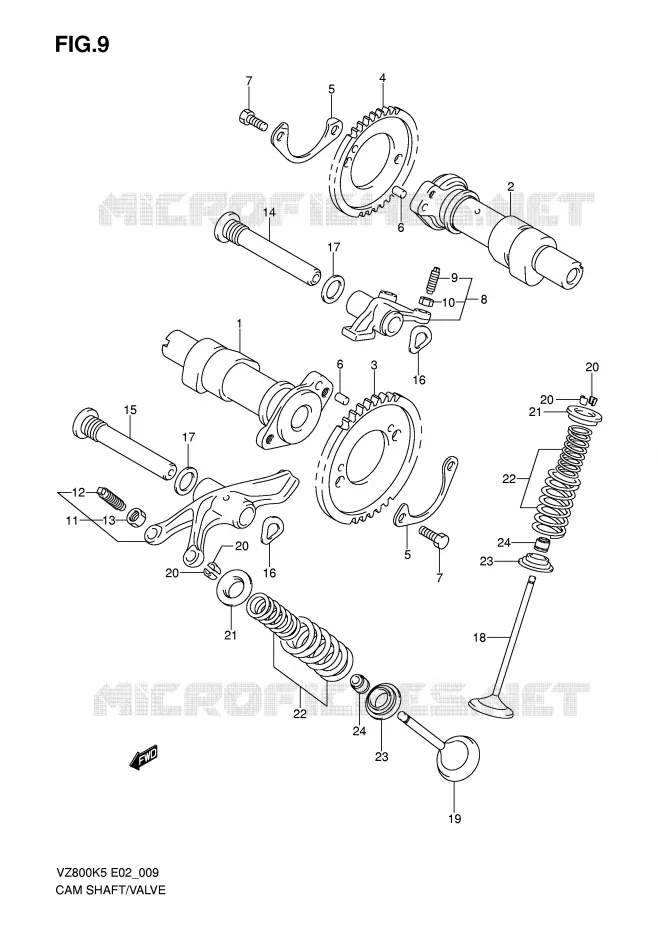 ARBRE A CAMES - SOUPAPES Suzuki MOTO 800 MARAUDER 2009  VZ800K9(E2)