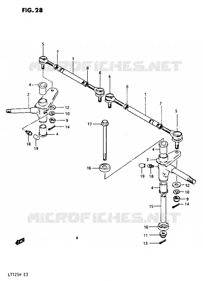 BIELLETTES DE DIRECTION - MOYEU Suzuki QUAD 125 QUADRUNNER 1987  LT125H(E3)