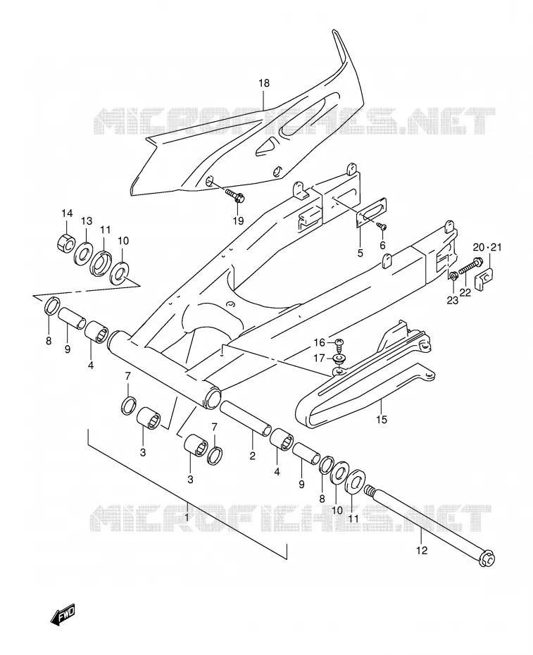BRAS OSCILLANT ARRIERE Suzuki MOTO 650 FREEWIND 2001  XF650UK1(E2)