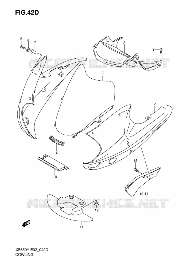 CARENAGE TETE DE FOURCHE (MODELE K1) Suzuki MOTO 650 FREEWIND 1999  XF650X(E2)
