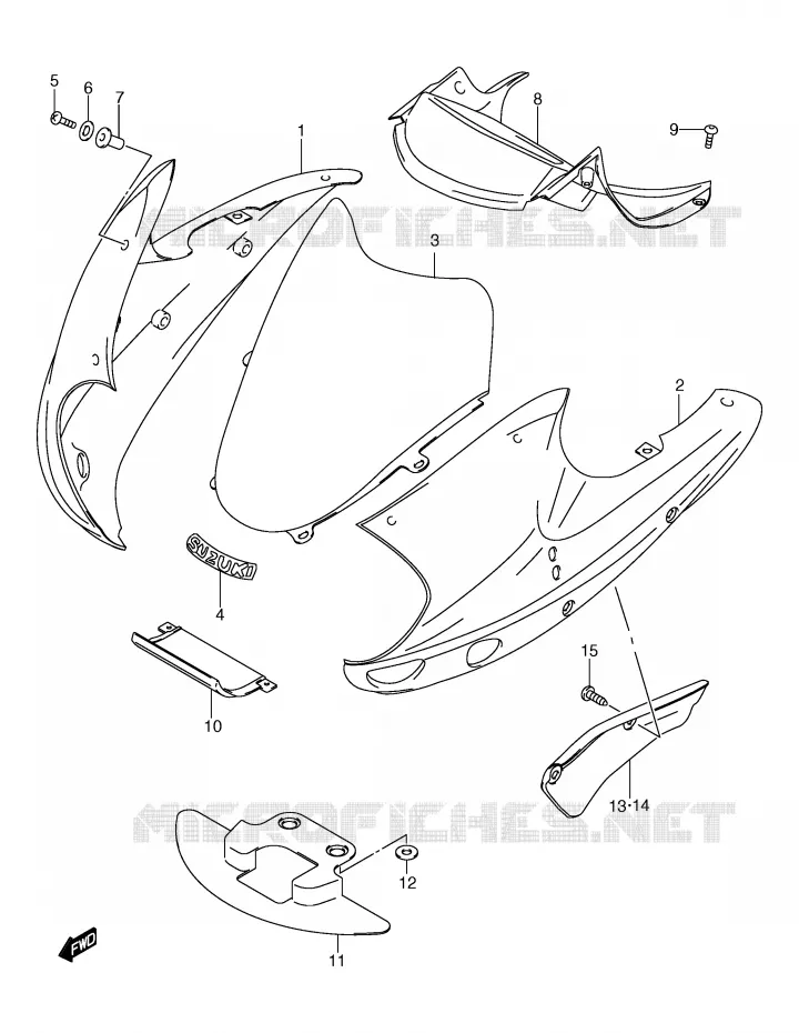 CARENAGE TETE DE FOURCHE (MODELE Y) Suzuki MOTO 650 FREEWIND 2001  XF650K1(E2)