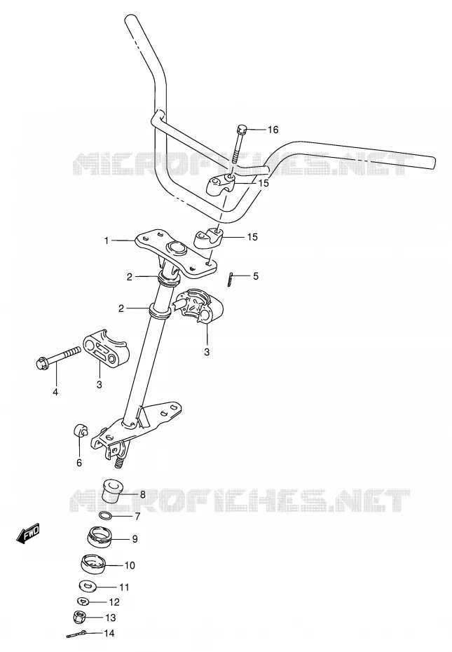 COLONNE DE DIRECTION Suzuki QUAD 300 KINGQUAD 2002  LT-F300FK2(E24)