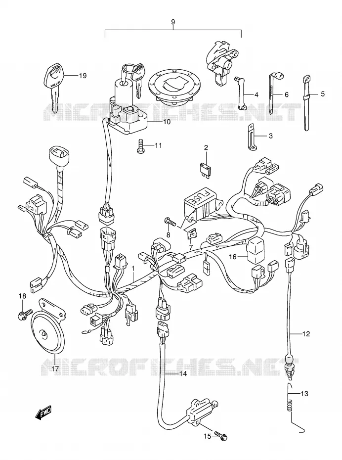 FAISCEAU ELECTRIQUE (MODELE Y/K1) Suzuki MOTO 650 FREEWIND 2000  XF650UY(E2)