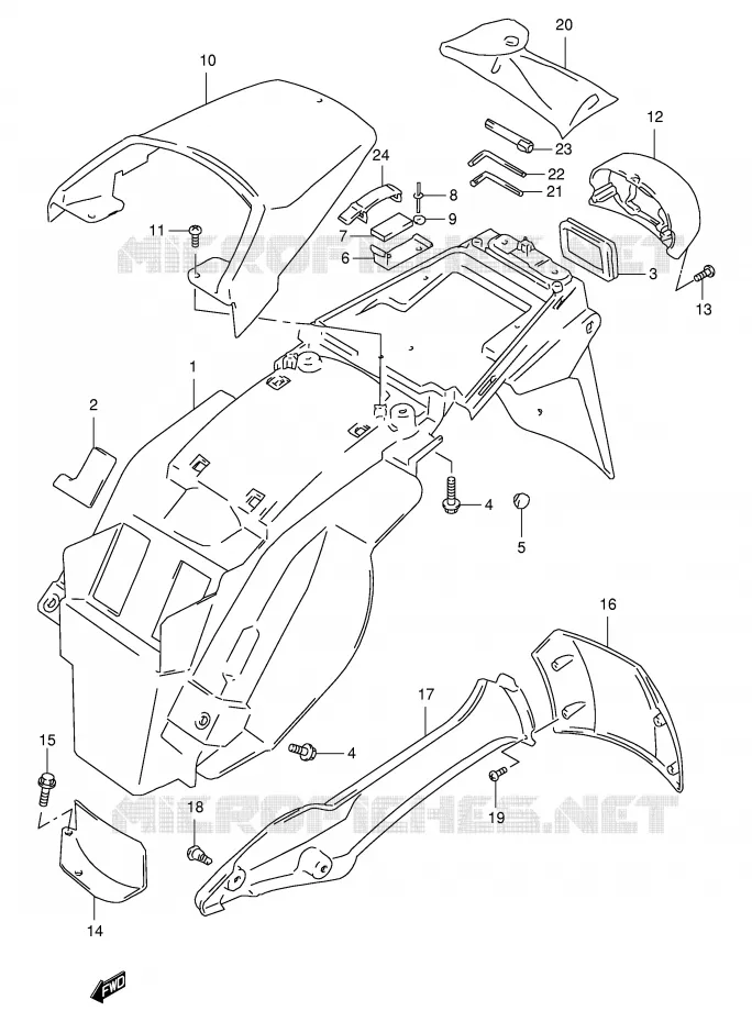 GARDE BOUE ARRIERE Suzuki MOTO 650 FREEWIND 1997  XF650UV(E2)